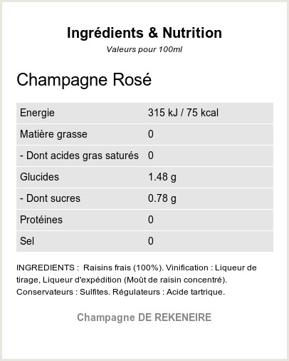 Champagne Ros� - Ingr�dients et Nutrition - QR-VIN.com